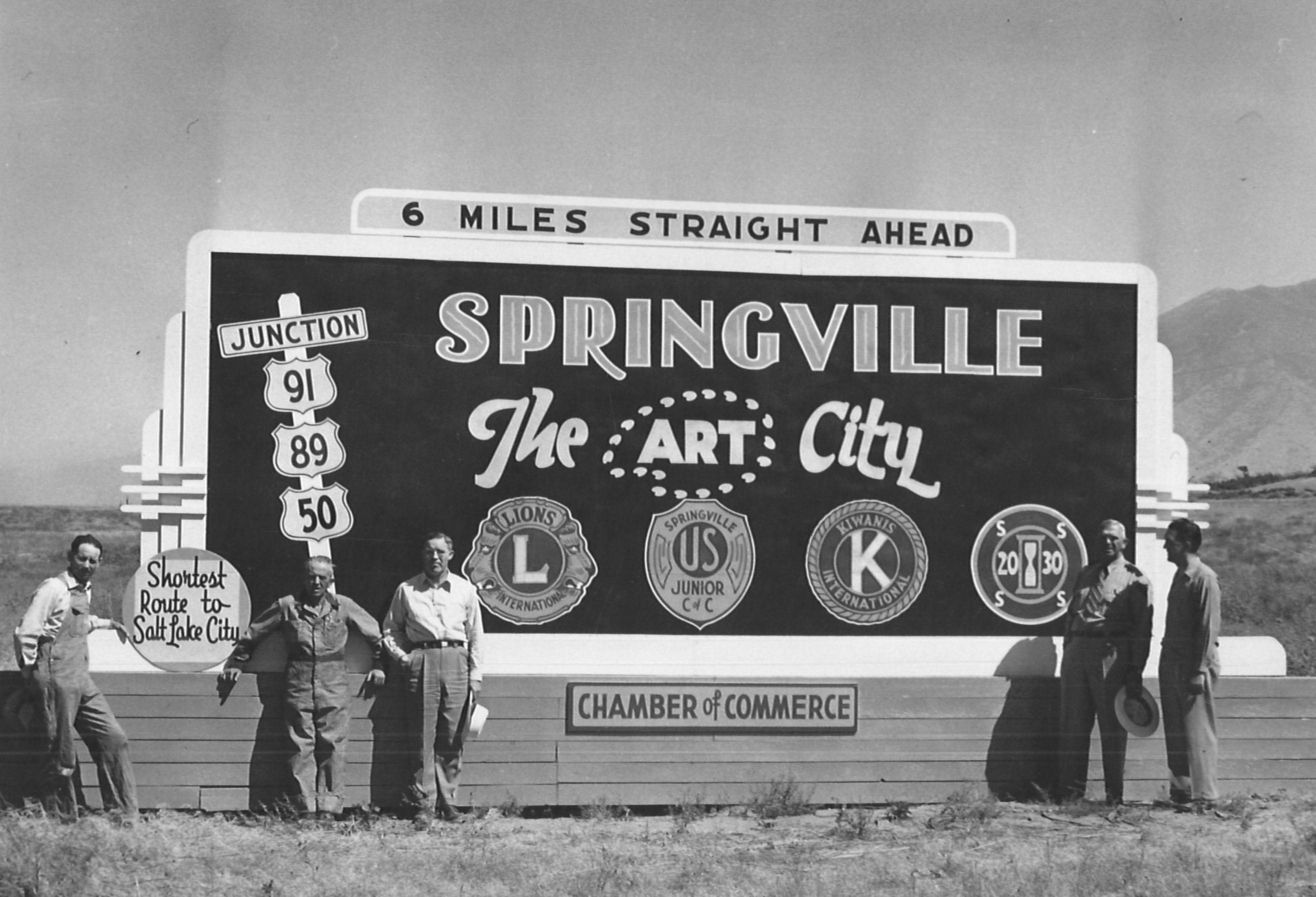 An early road sign Springville put up to advertise itself as "the Art City."