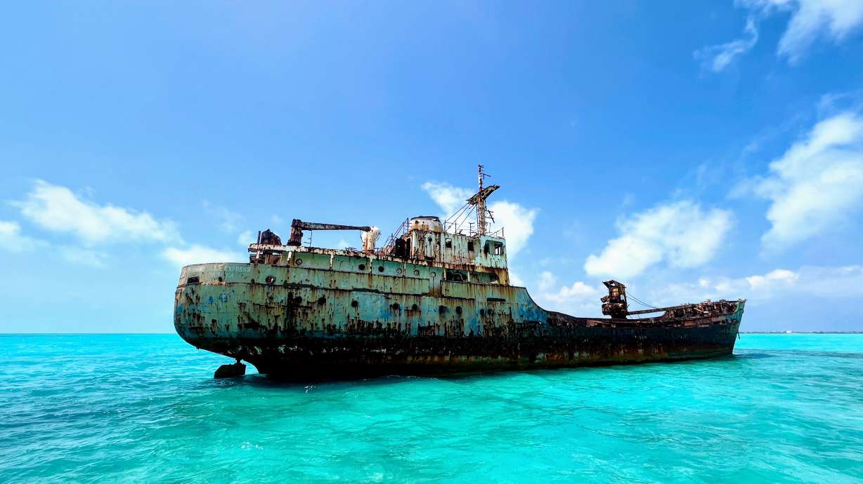 The La Famille Express, a grounded shipwreck and popular landmark near the island of Providenciales, is a highlight of the Turks and Caicos and the island's most famous shipwreck.