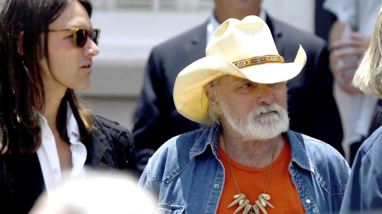Dickey Betts, a founding member of the Allman Brothers Band, exits the funeral of Gregg Allman at Snow's Memorial Chapel, June 3, 2017, in Macon, Ga. Guitar legend Betts, who co-founded the Allman Brothers Band and wrote their biggest hit, “Ramblin’ Man,” died Thursday, April 18, 2024. He was 80.