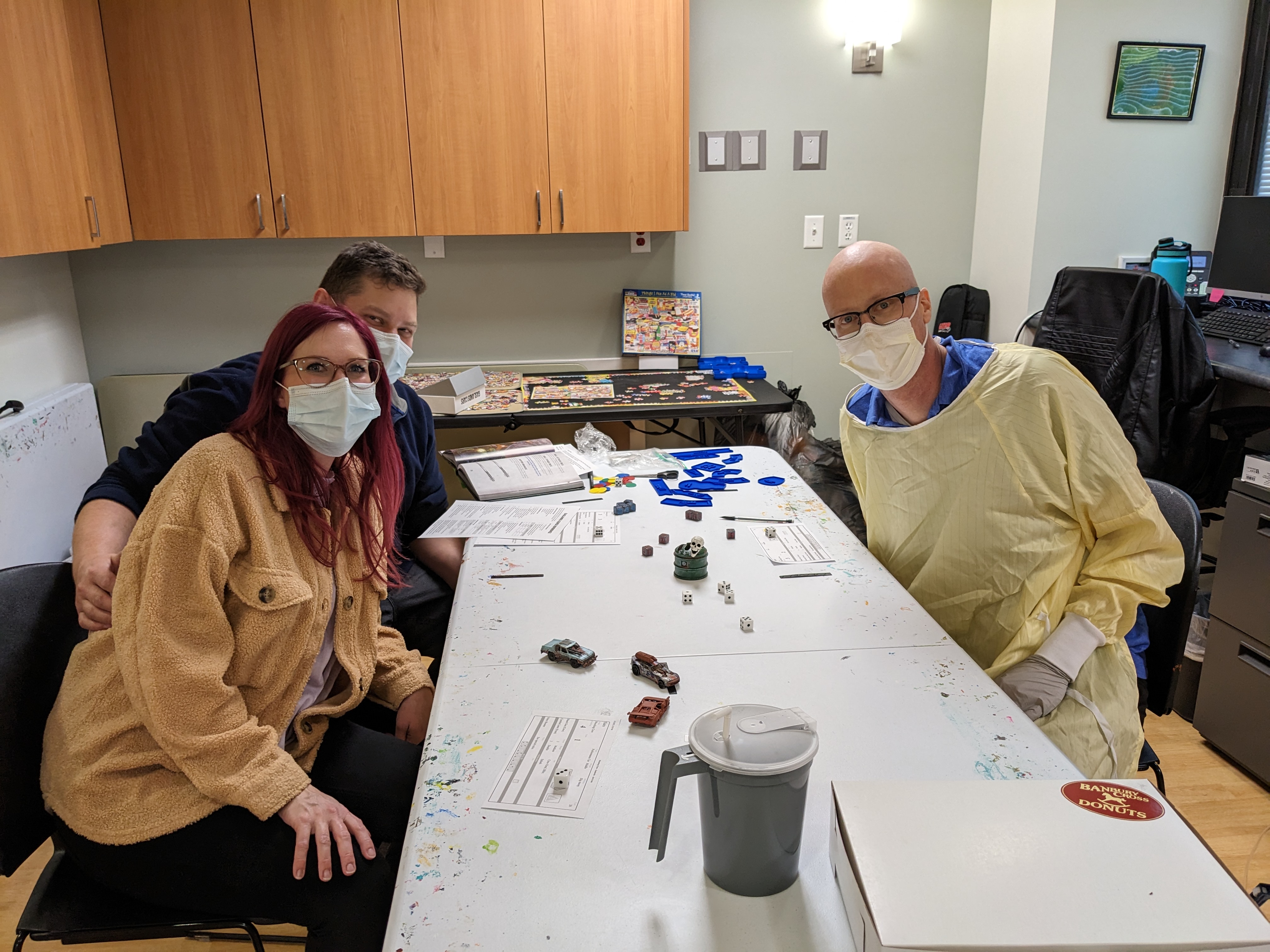 Marc Dunbabin playing a board game while at the hospital.