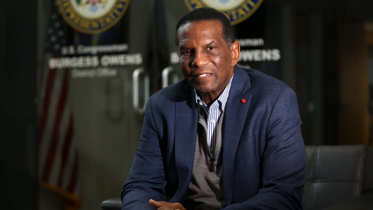 Rep. Burgess Owens, R-Utah, poses for a portrait at his office in West Jordan on Jan. 5.
