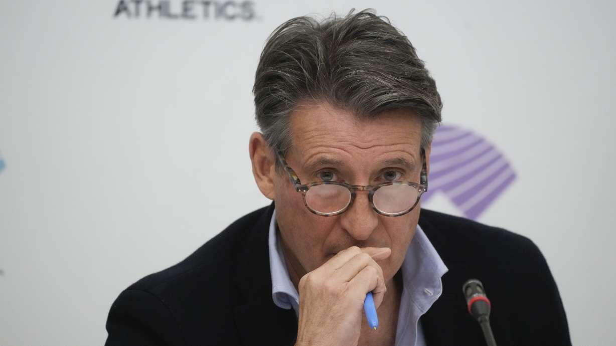 FILE - World Athletics President Sebastian Coe listens to a journalist's question during a press conference at the conclusion of the World Athletics meeting at the Italian National Olympic Committee, headquarters, in Rome, Wednesday, Nov. 30, 2022. Track and field is set to become the first sport to introduce prize money at the Olympics, with World Athletics saying Wednesday, April 10, 2024, it would pay $50,000 to gold medalists in Paris.