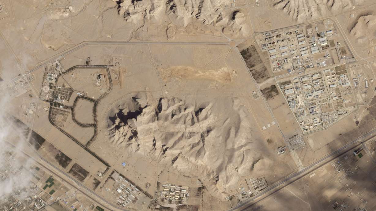 This satellite image shows Iran's nuclear site in Isfahan, Iran, April 4. Iran fired air defenses at a major air base and a nuclear site early Friday morning near the central city of Isfahan after spotting drones.