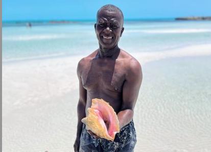 Fresh conch are brought in from the sea at Bugaloo's Conch Crawl in Turks and Caicos.