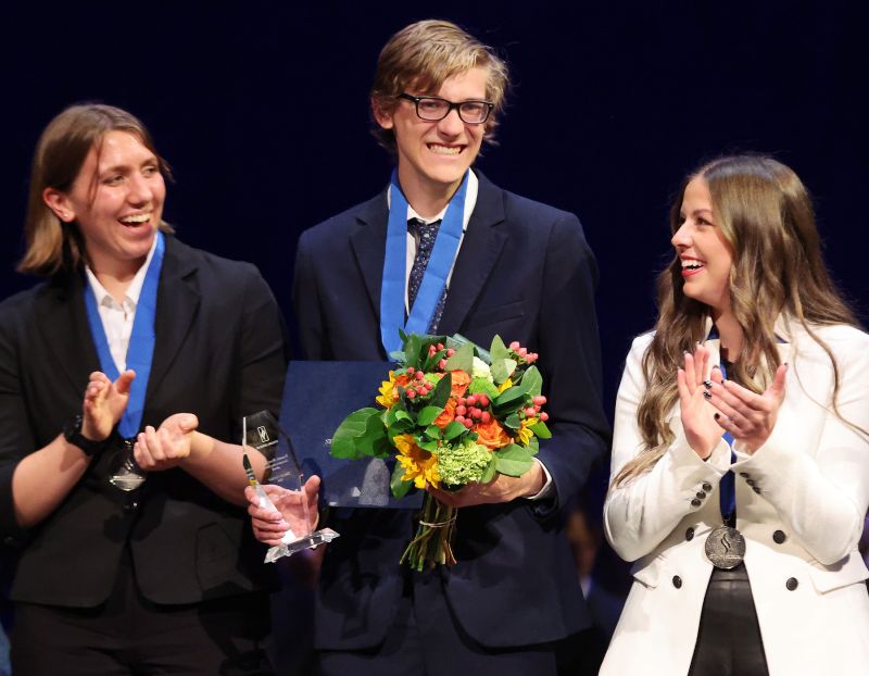 Dallin Soukup, Skyline, wins the General Sterling Scholar Award at the Sterling Scholar Ceremony at the Conference Center Little Theater in Salt Lake City on Thursday. - Jeffrey D. Allred, Deseret News