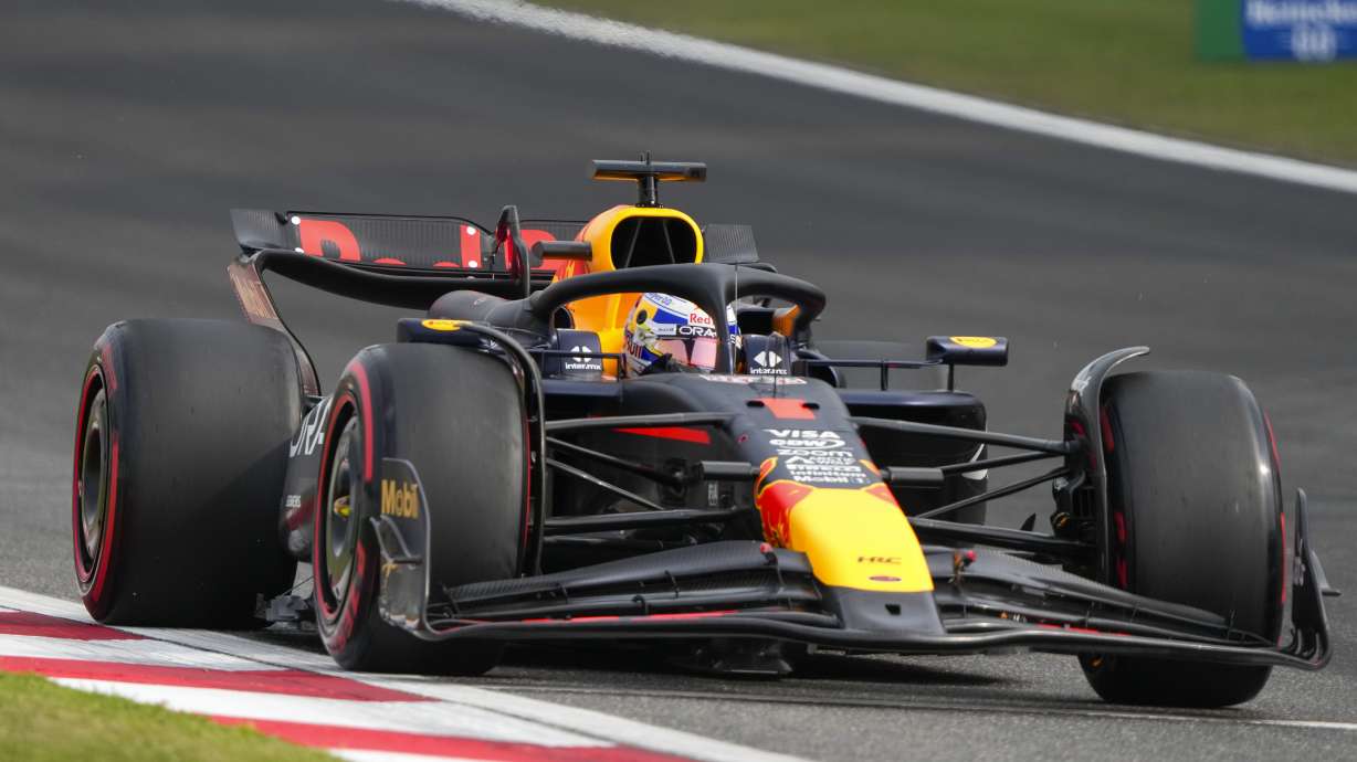 Red Bull driver Max Verstappen of the Netherlands steers his car during qualifying at the Chinese Formula One Grand Prix at the Shanghai International Circuit, Shanghai, China, Saturday, April 20, 2024.