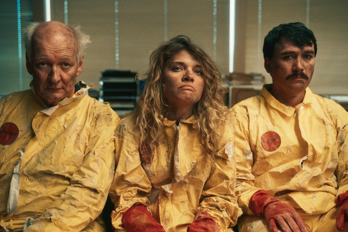 Collin Mochrie, Mallory Everton and Jason Gray in "Villains Inc."