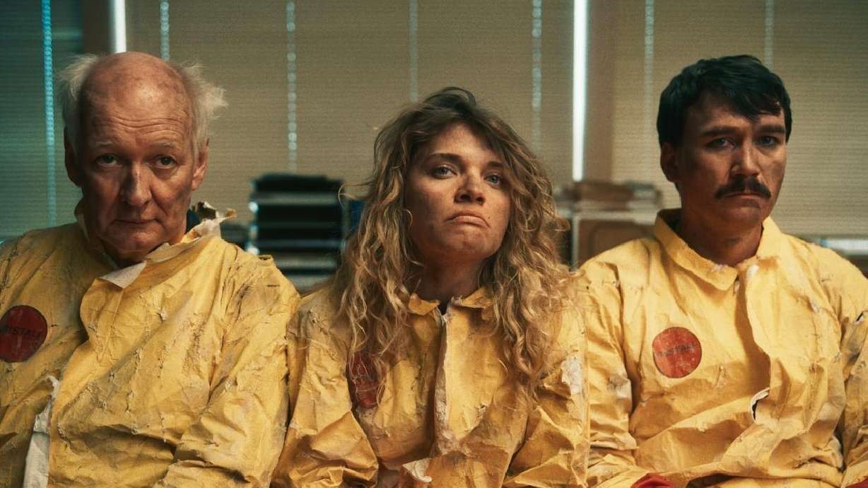 Collin Mochrie, Mallory Everton and Jason Gray in "Villains Inc."