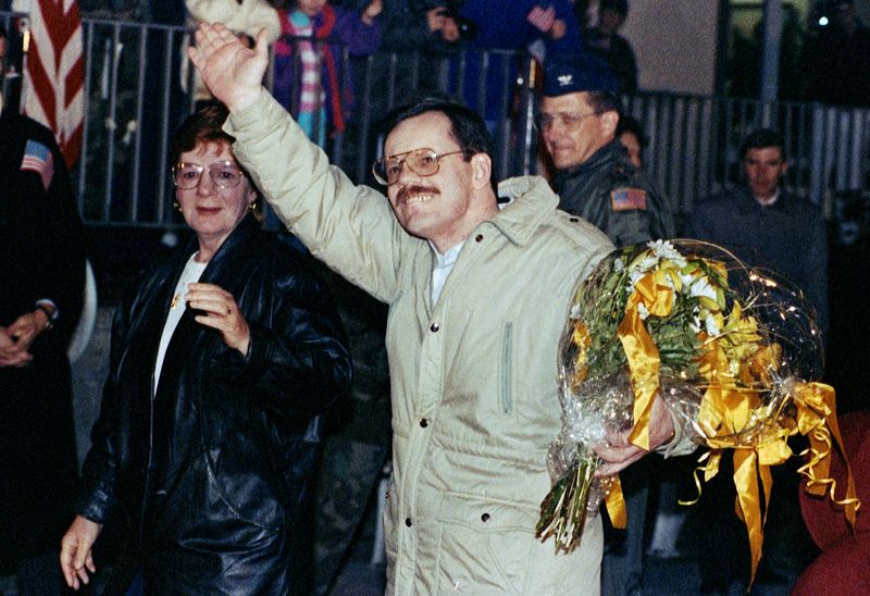 U.S. journalist Terry Anderson who was held as a hostage in Lebanon arrives at the U.S. military hospital in Wiesbaden, Germany Dec. 4, 1991