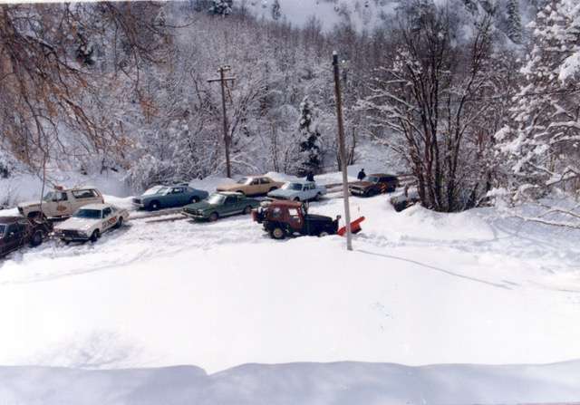 A crime scene photo from outside Log Haven restaurant on March 5, 1982, where two men were shot and killed.
