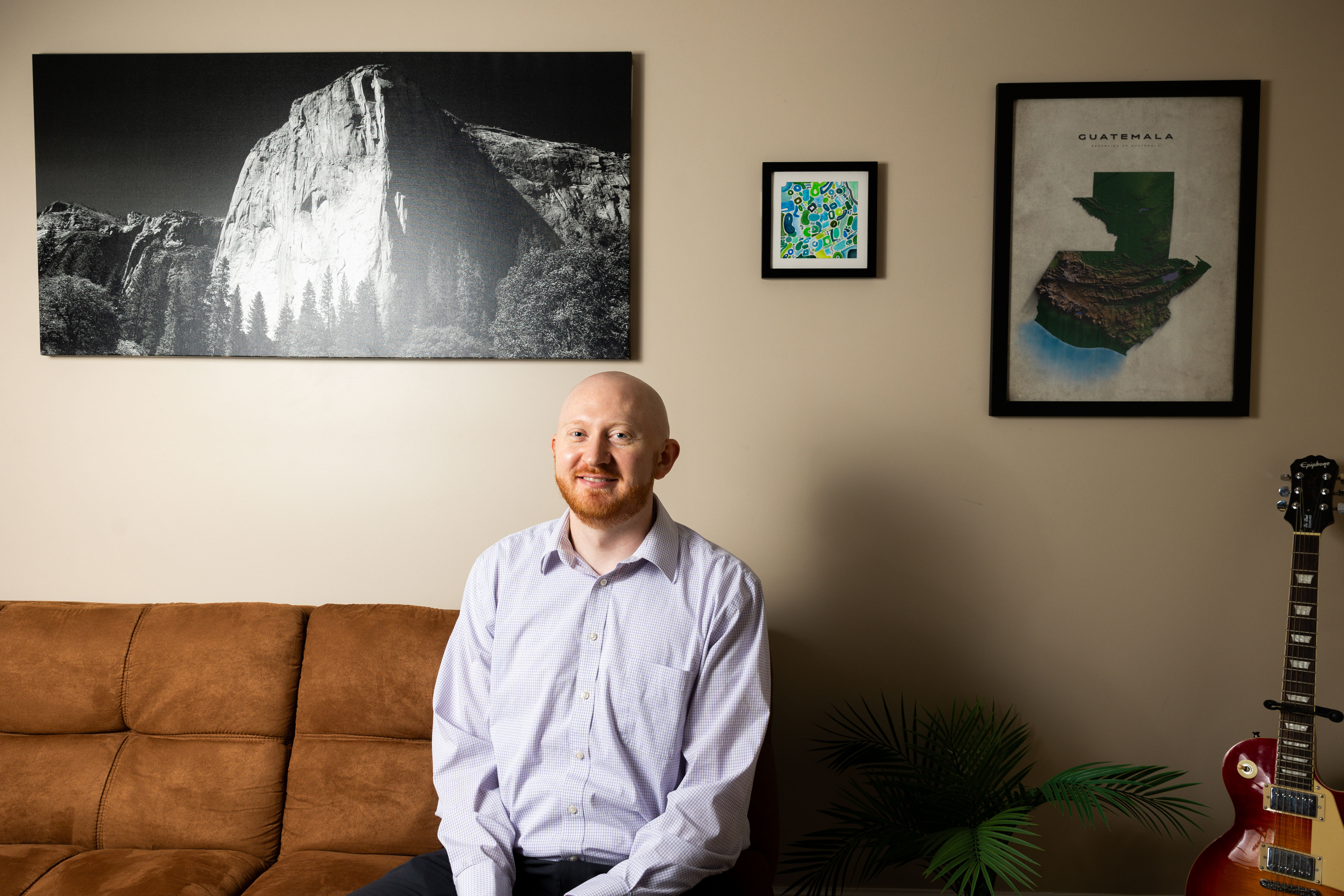 Jace Norton, founder and CEO of Maya Bridge Language Services, poses for a portrait in his home office in South Jordan on April 10. Norton learned Q'eqchi' while serving a church mission to Guatemala and parlayed his skills into a company.