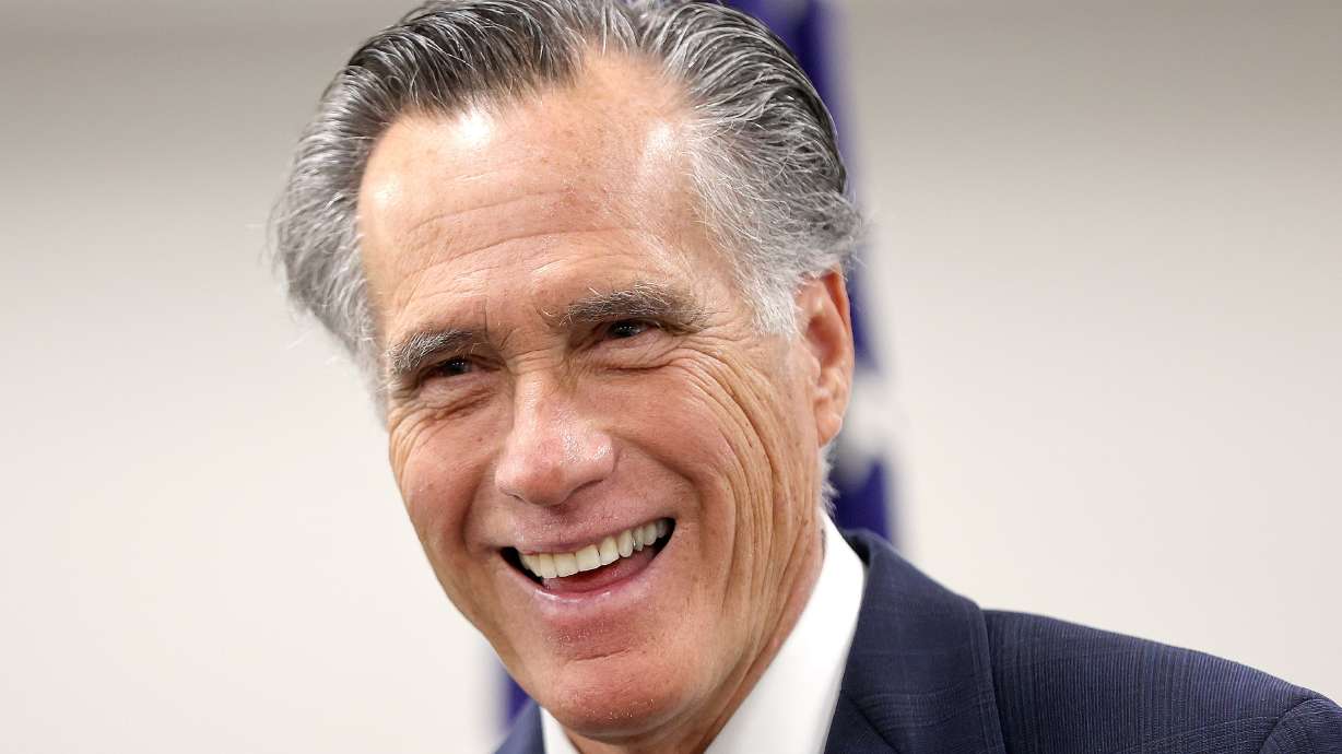 Sen. Mitt Romney, R-Utah, at the Bennett Federal Building in Salt Lake City on Feb. 16. Romney doesn't seem to be taking seriously talk that he should be president of Harvard .