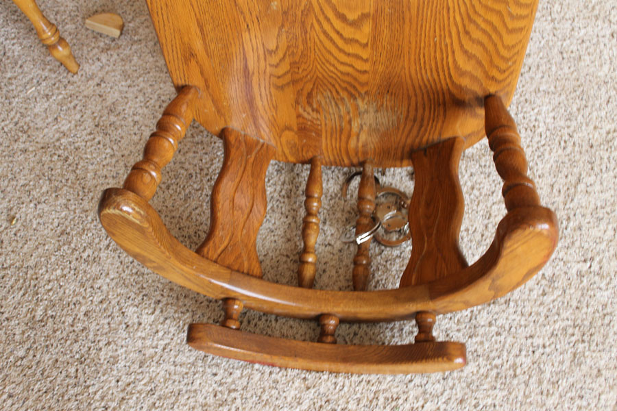 The handcuffs on the wooden chair at the crime scene in Bingham County, Idaho March 13.