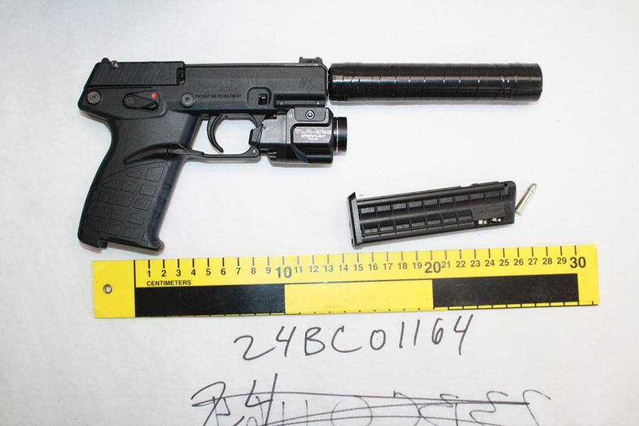 The weapon that was wrapped in what appears to be black electrical tape around a silencer in Bingham County, Idaho, March 13.