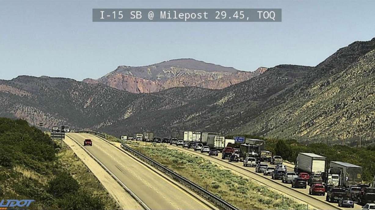 Traffic was stopped on northbound I-15 south of Kanarraville due to a crash on Wednesday.