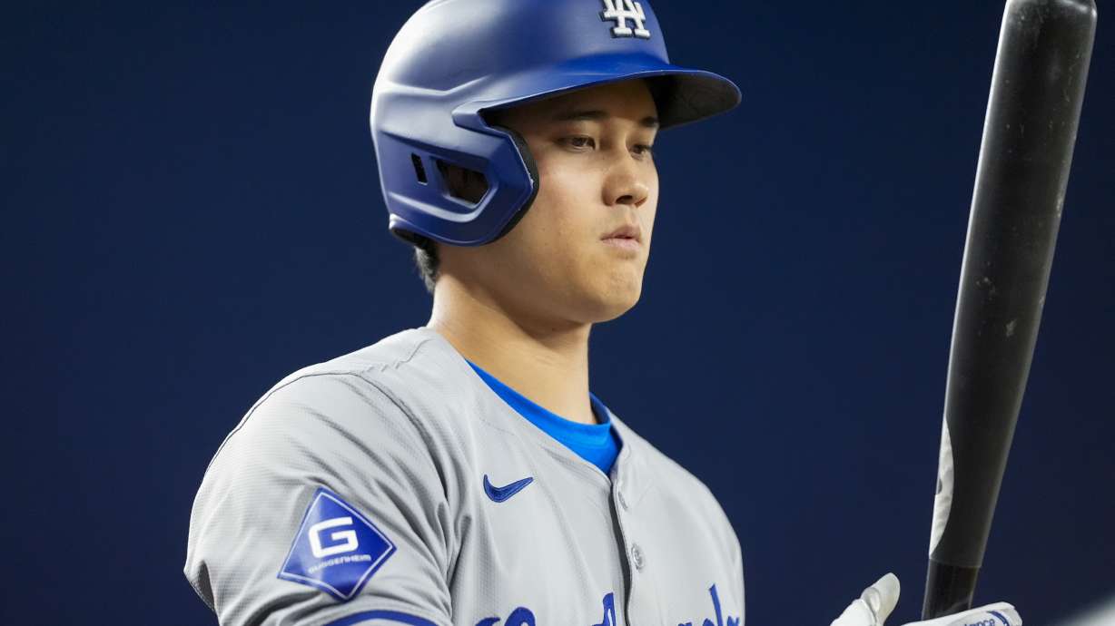Los Angeles Dodgers designated hitter Shohei Ohtani prepares to bat during the sixth inning of the team's baseball game against the Washington Nationals at Nationals Park, Wednesday, April 24, 2024, in Washington.