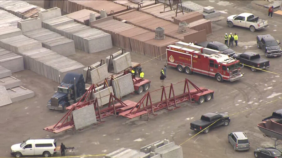 An employee working for a concrete product manufacturer was killed in Bluffdale Thursday after large concrete panels fell on him and trapped him underneath, fire officials said.