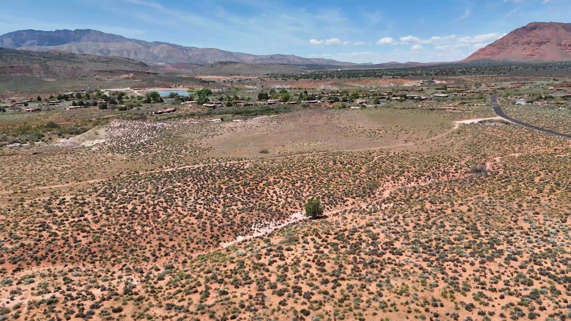 A drone view of the Dry Wash area in Ivins.