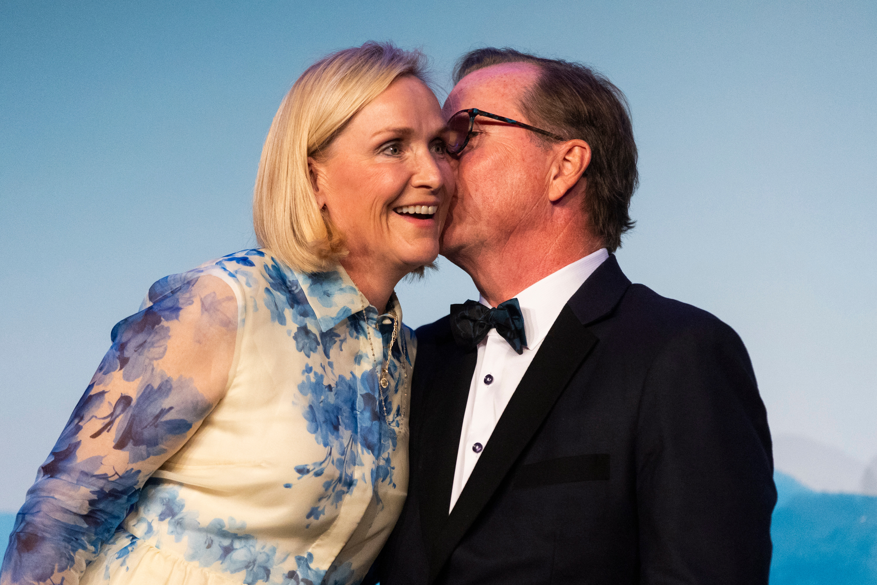 Clark Ivory kisses Christine Ivory’s cheek after being recognized as the 45th Giant in our City during the Salt Lake Chamber's annual awards banquet at the Grand America Hotel in Salt Lake City on Thursday.