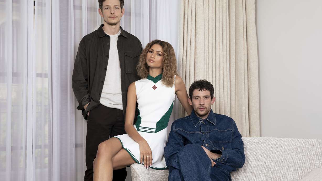 Mike Faist, from left, Zendaya and Josh O'Connor pose for a portrait to promote "Challengers" on Friday, April 19, 2024, in Beverly Hills, Calif.