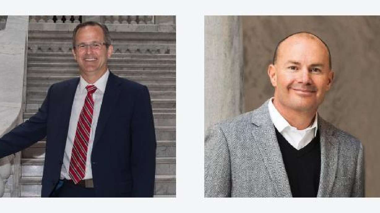 Colby Jenkins, left, was endorsed by Sen. Mike Lee, R-Utah, as a challenger to incumbent Rep. Celeste Maloy in the race for Utah's 2nd District seat.