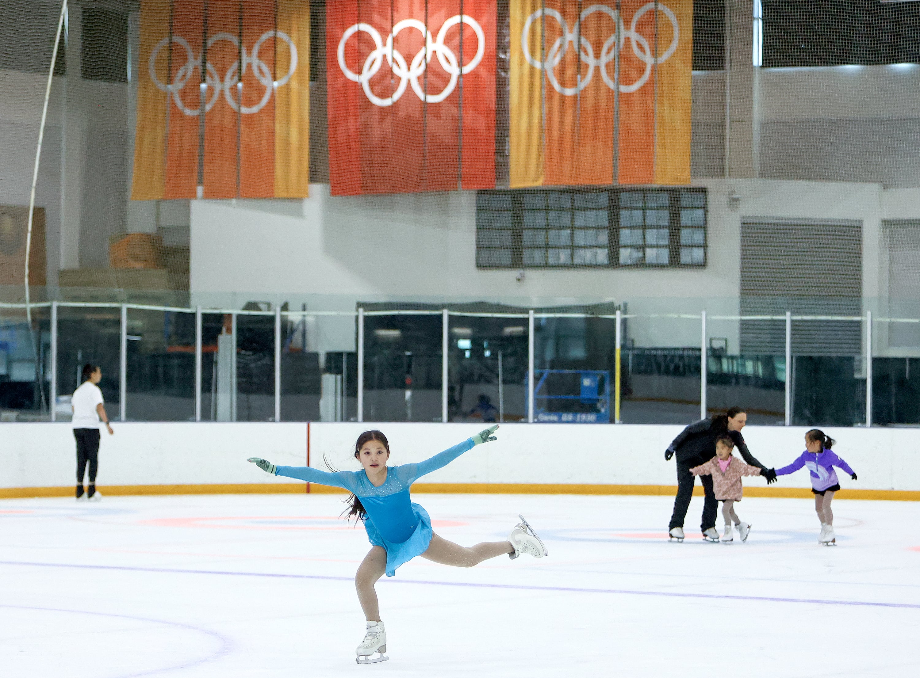 Victoria Upwall, 11, skates at the Utah Olympic Oval in Kearns on April 12. Members of the International Olympic Committee’s Future Host Commission, IOC, U.S. Olympic and Paralympic leaders toured the venue in consideration of the 2034 Games.