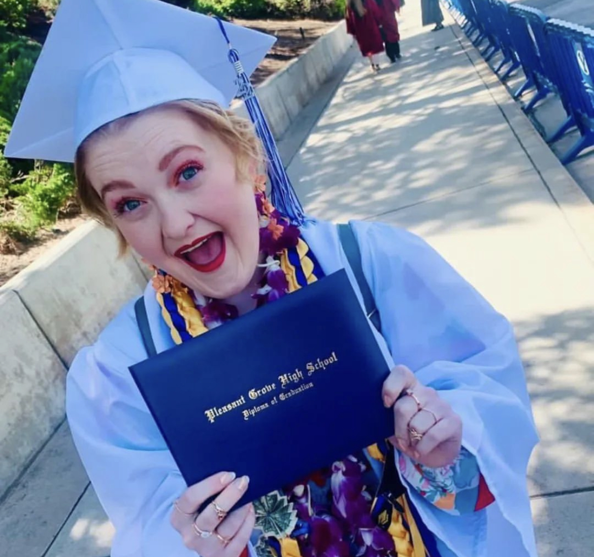 Gracelyn Wilkinson with her Pleasant Grove High School diploma.