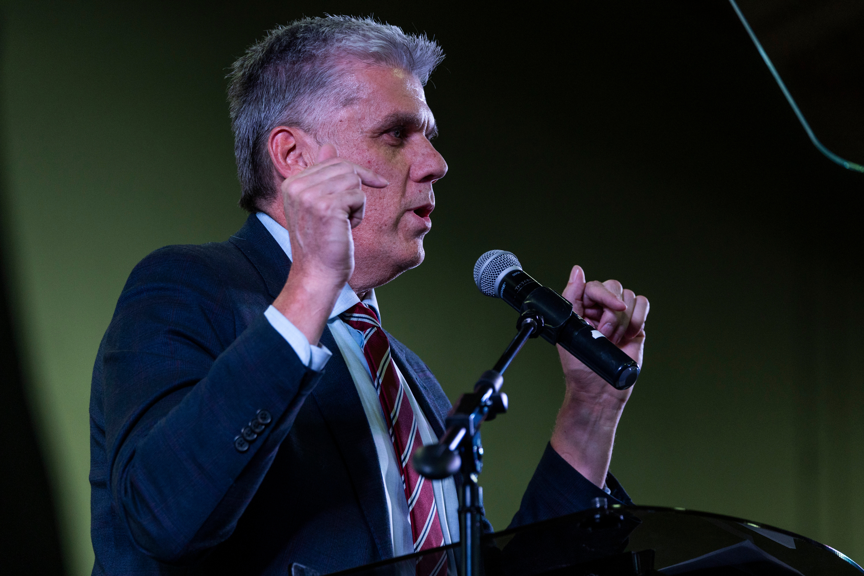 Phil Lyman, governor candidate, speaks during the Utah Republican Party state nominating convention at the Salt Palace Convention Center in Salt Lake City on Saturday.