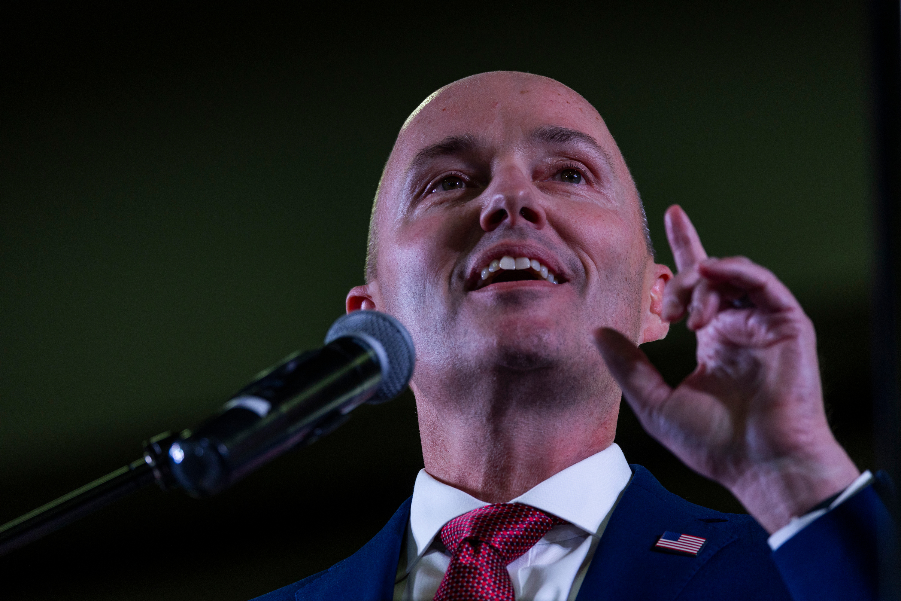 Utah Gov. Spencer J. Cox speaks during the Utah Republican Party state nominating convention at the Salt Palace Convention Center in Salt Lake City on Saturday.