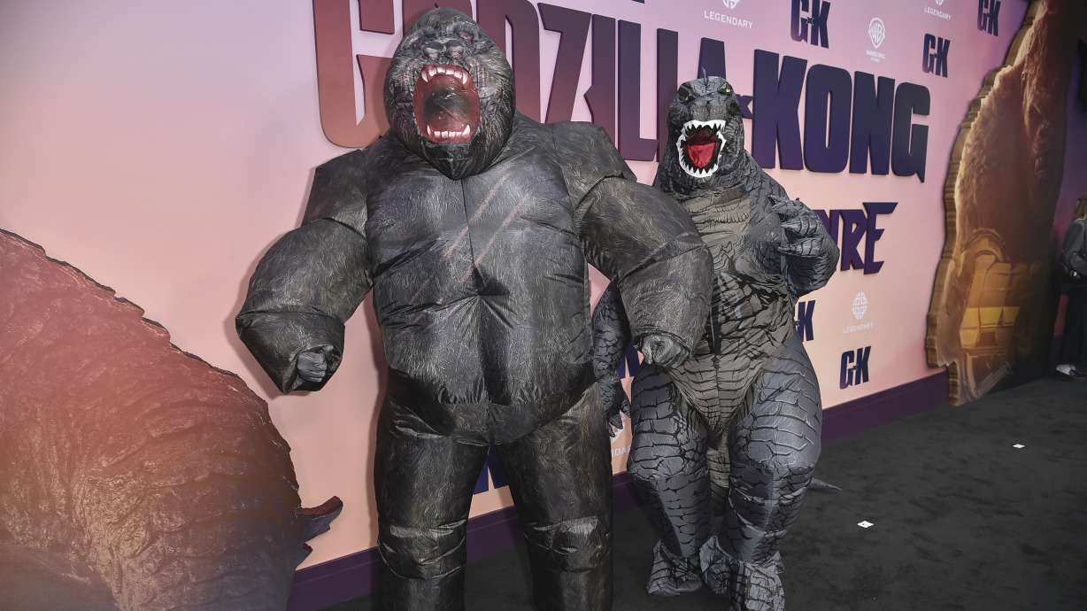 King Kong and Godzilla characters at the premiere of "Godzilla x Kong: The New Empire" on March 25, in Los Angeles.