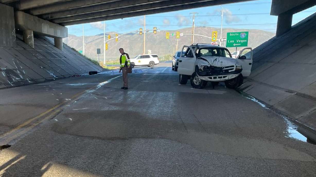 A 25-year-old driver died Sunday after veering off an overpass and being ejected from the vehicle in Benjamin, Utah County.