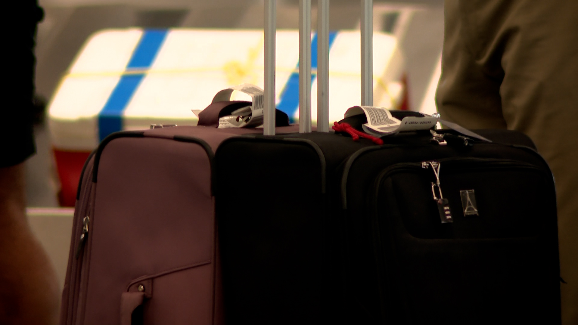 Suitcases waiting to be checked at Salt Lake International Airport in an undated photo.