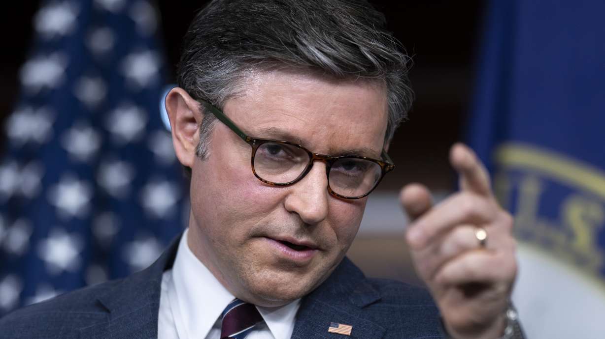 House Democrats say they will vote to save the job of Speaker Mike Johnson, seen at the Capitol in Washington, Tuesday, should some Republican lawmakers seek to remove him from the position.