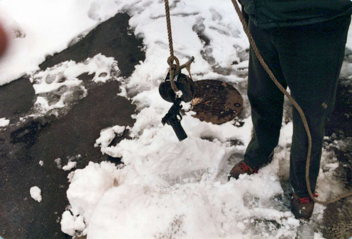 The murder weapon Michael Patrick Moore confessed to using to kill Jordan Rasmussen and Buddy Booth. Deputies found it in the sump with the use of a strong magnet at Log Haven restaurant on March 5, 1982.
