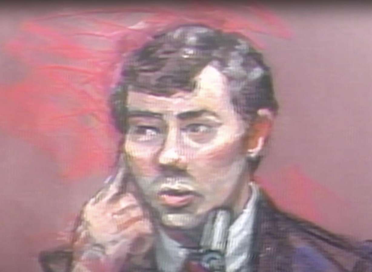 A courtroom sketch of Michael Patrick Moore during his 1982 murder trial in Salt Lake City.