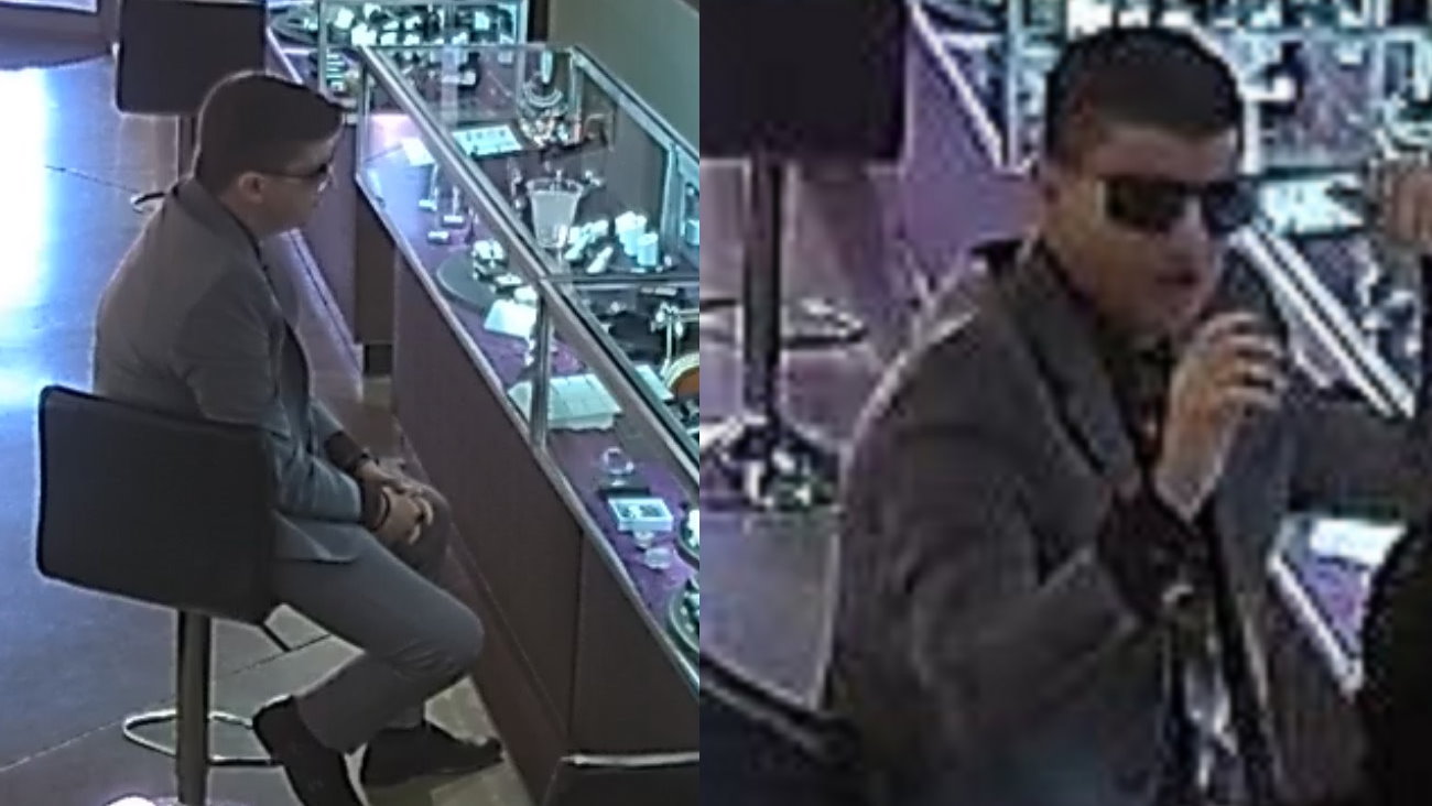 Still images from security video of a man alleged to have stolen diamonds from the Jonny Roxx Jewelry store in St. George on Monday, police say.