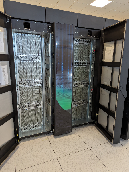 The inside of one rack in the Cheyenne supercomputer, put up for auction on April 26.