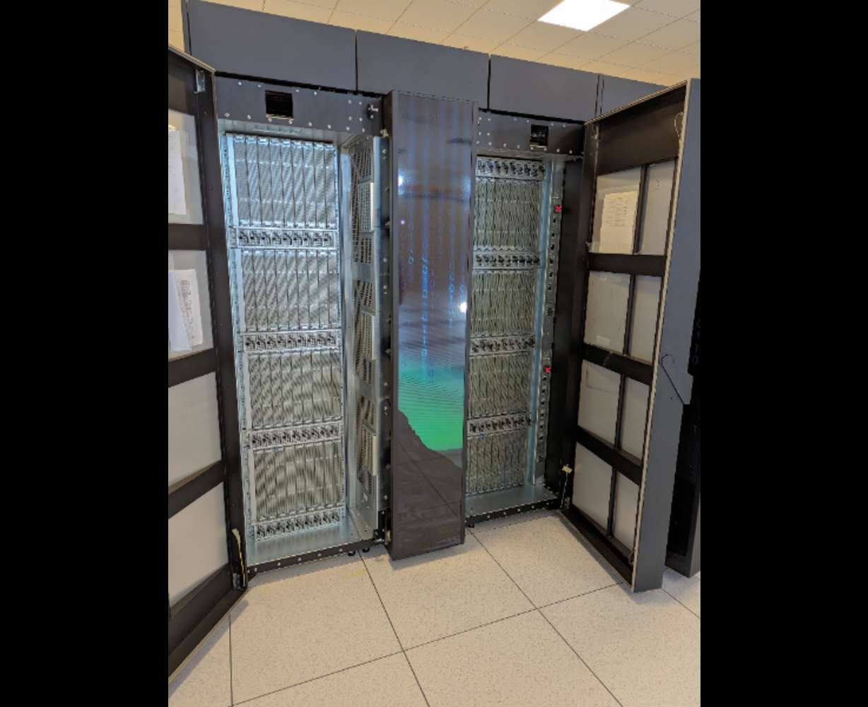 The inside of one rack in the Cheyenne supercomputer, put up for auction on April 26.