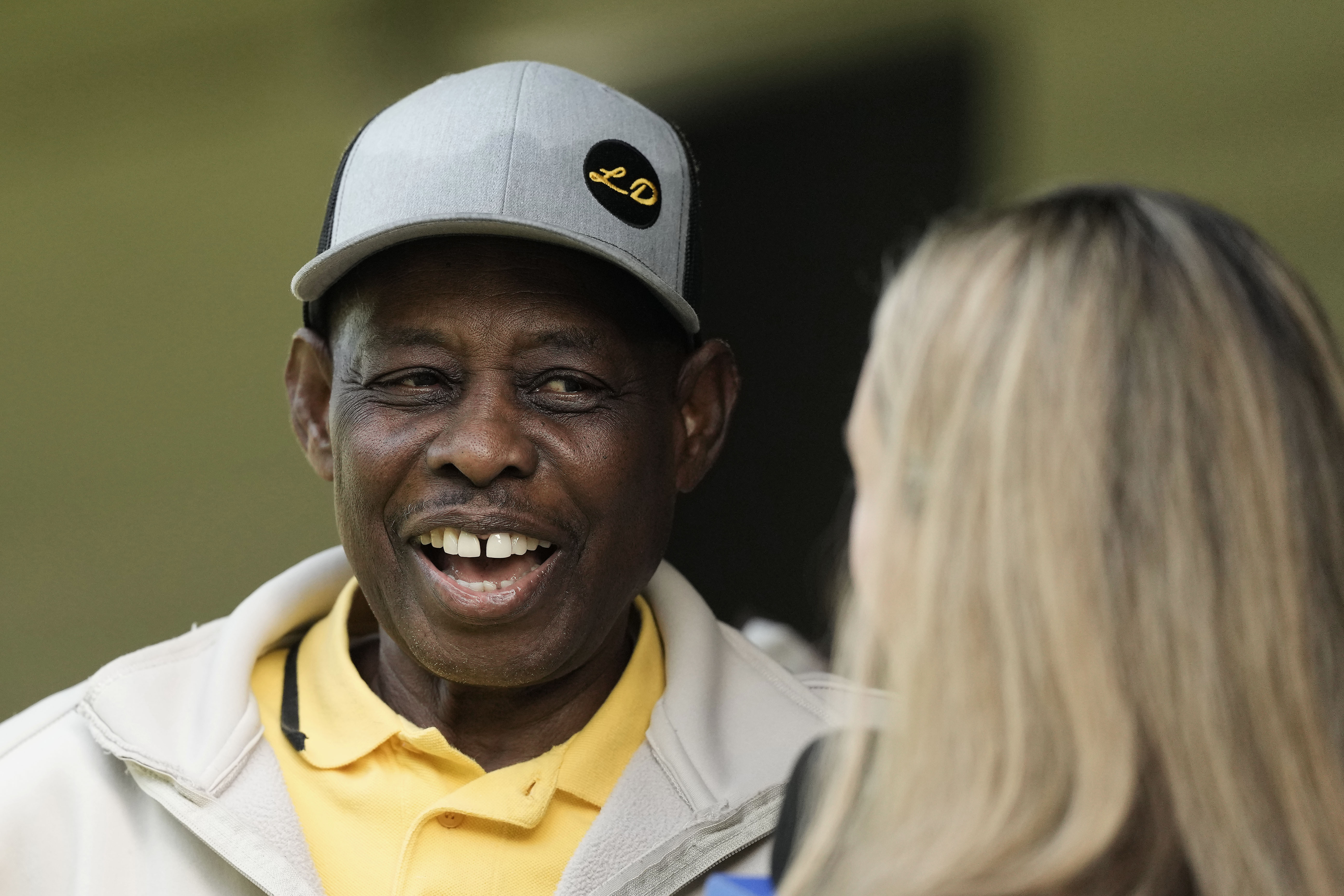 Trainer Larry Demeritte talks to a reporter at Churchill Downs Thursday, May 2, 2024, in Louisville, Ky. The 150th running of the Kentucky Derby is scheduled for Saturday, May 4.