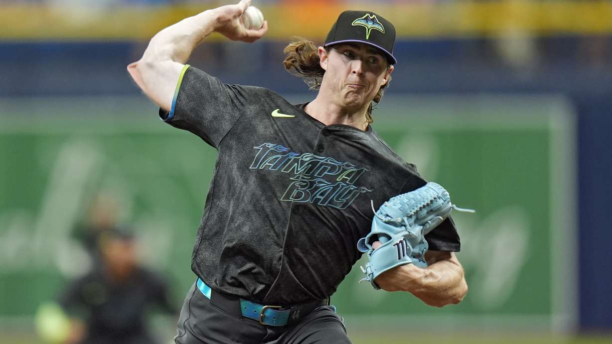 Tampa Bay Rays starting pitcher Ryan Pepiot delivers to the New York Mets during the first inning of a baseball game Sunday, May 5, 2024, in St. Petersburg, Fla.