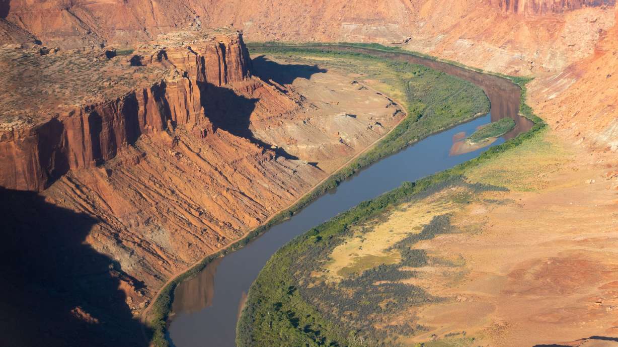 The Hey Joe Canyon trail as seen from an EcoFlight on Sept. 22, 2023. The U.S. Bureau of Reclamation announced Monday $147 million in federal grants to help underserved communities dogged by water scarcity issues.