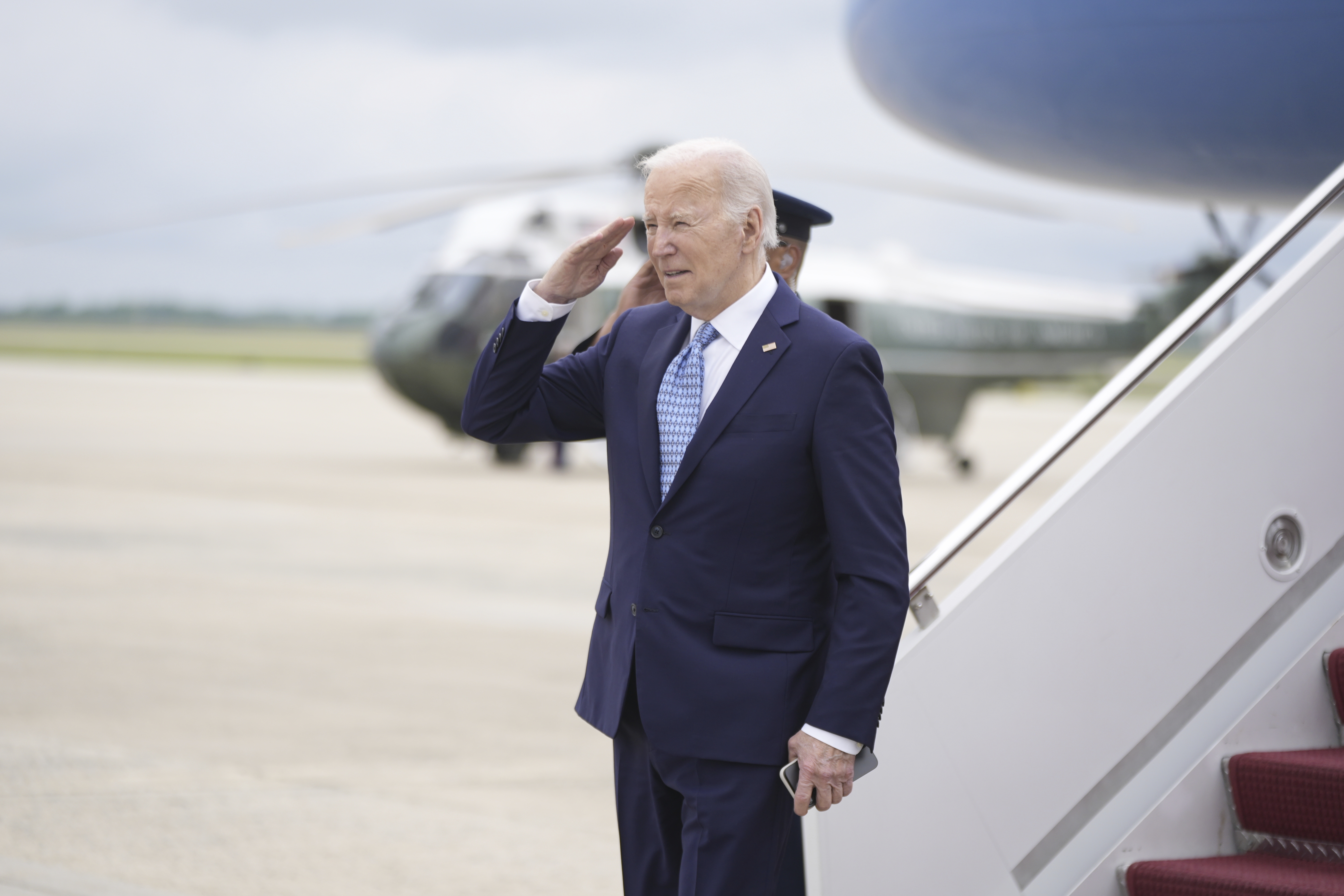 President Joe Biden arrives at Andrews Air Force Base, Md., from a weekend trip to his Delaware home, Monday. Biden has condemned the "ferocious surge of antisemitism in America and around the world."