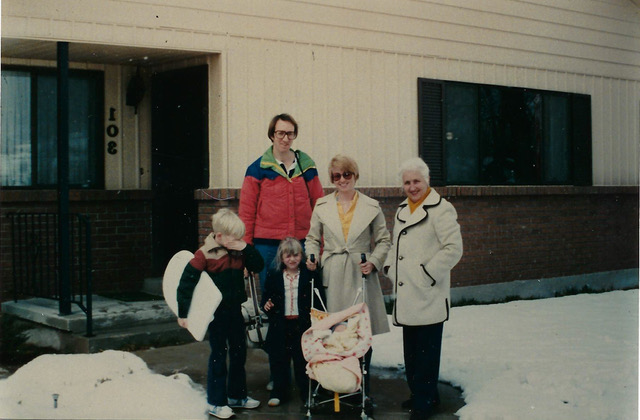 Jordan and DeAnn Rasmussen with their children David, Lisa and Chad (in stroller) and DeAnn Rasmussen's mother, Dora Richins in 1980.