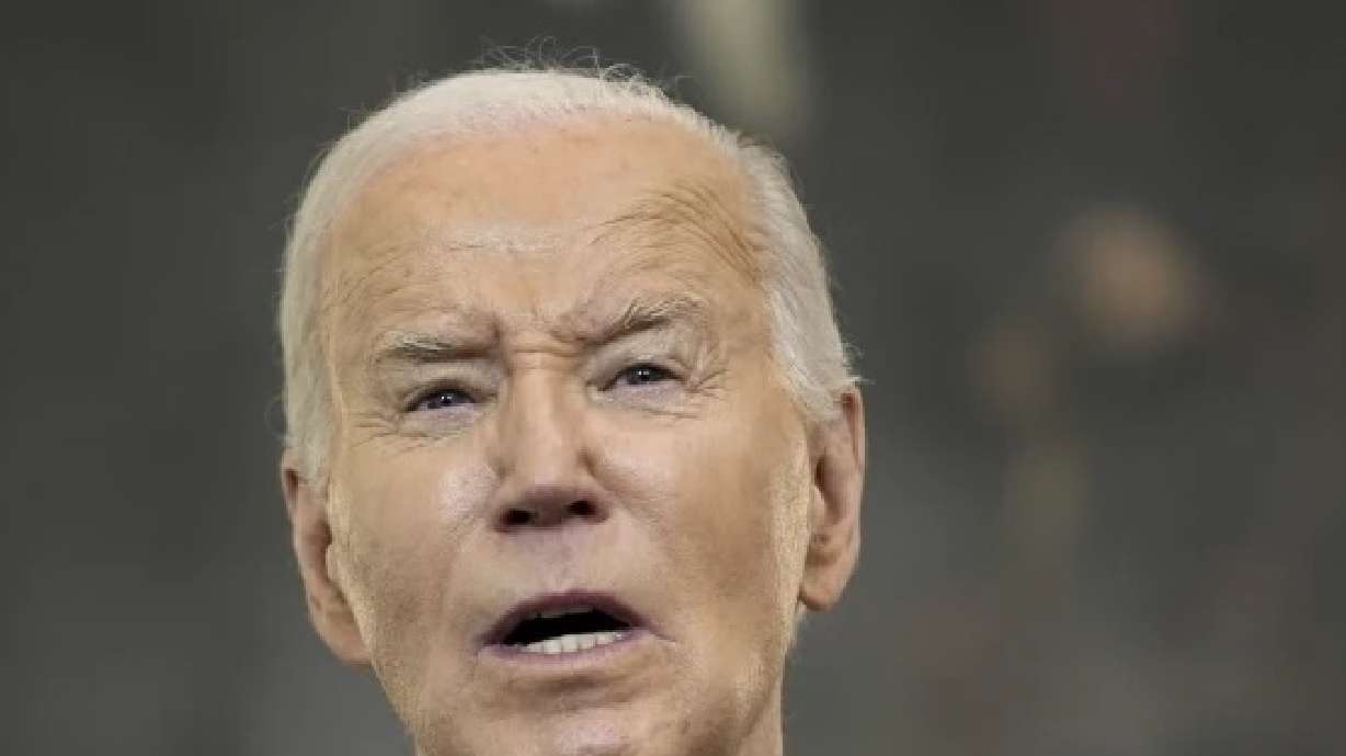 President Joe Biden speaks in the State Dining Room of the White House, April 24 in Washington. The Biden administration is due to deliver a first-of-its-kind formal verdict on whether Israel's conduct of its war in Gaza complies with international and U.S. laws.