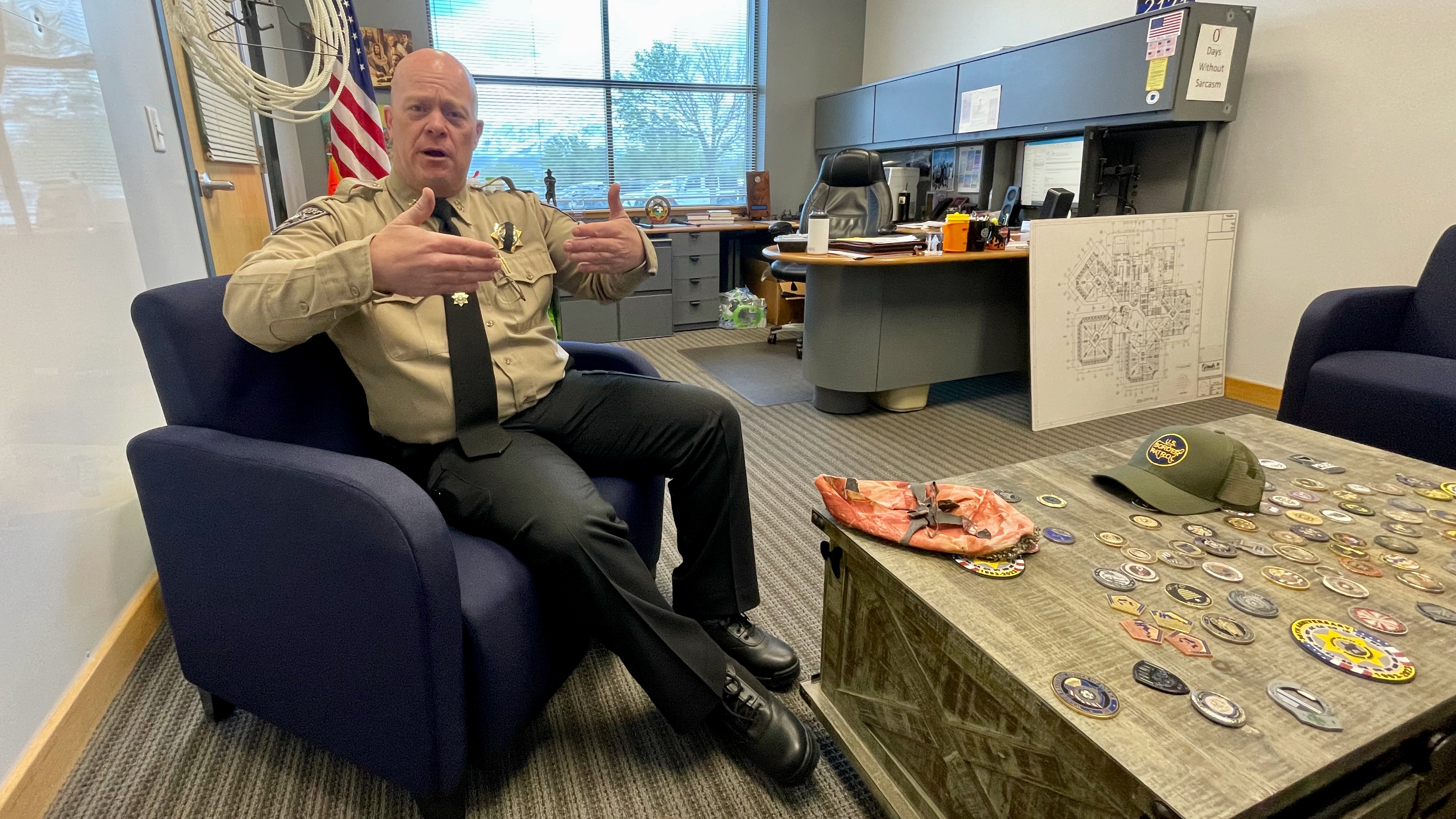 Weber County Sheriff Ryan Arbon discusses his recent visit to the Arizona-Mexico border in his office in Ogden on Wednesday.