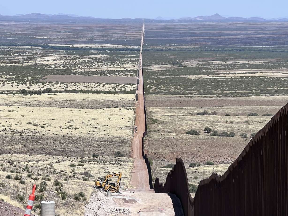 The photo shows the U.S.-Mexico border wall from the U.S. side near Naco, Arizona, on Monday. Weber County Sheriff Ryan Arbon and other sheriff's office officials visited the border zone.
