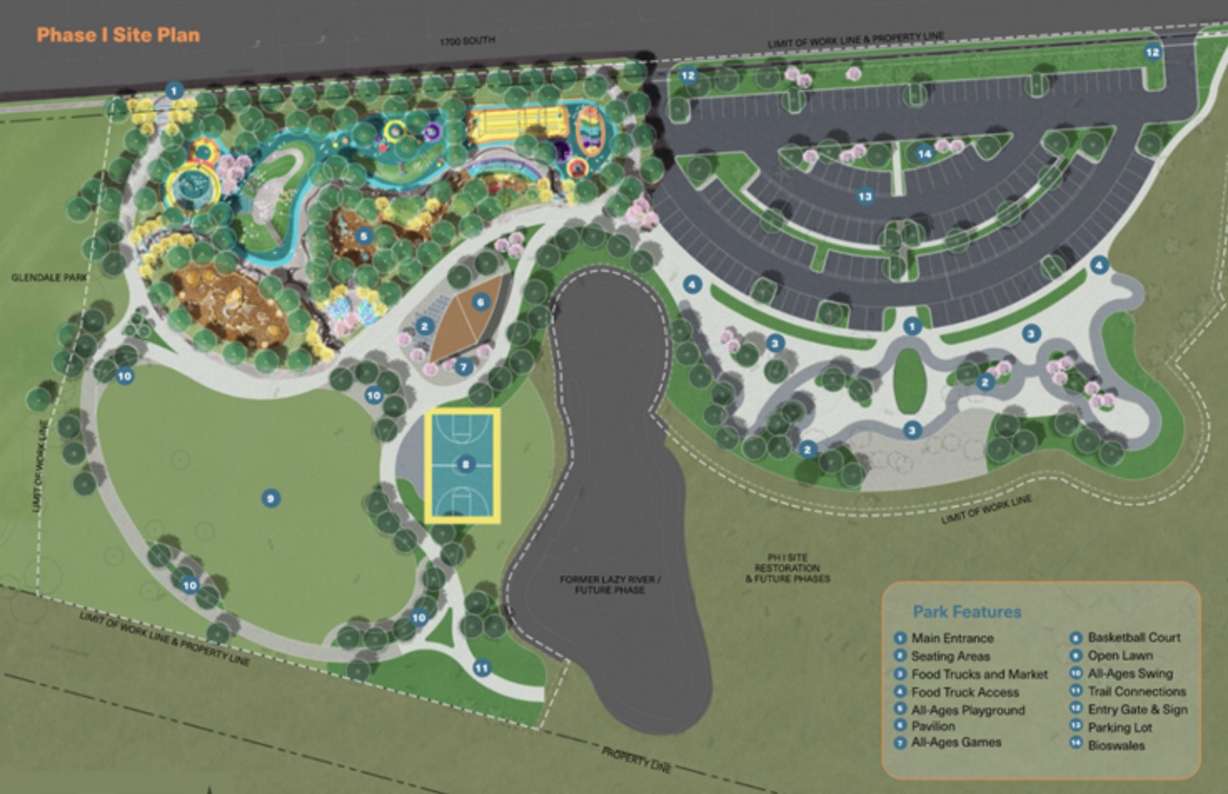 Salt Lake City's Phase 1 site plan for Glendale Park. The park is project to open in 2025.