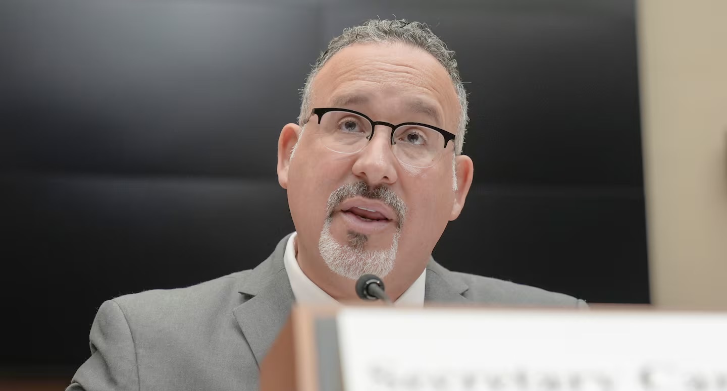 Secretary of Education Miguel Cardona testifies during a House Committee on Education and Workforce hearing on Capitol Hill, Tuesday in Washington.