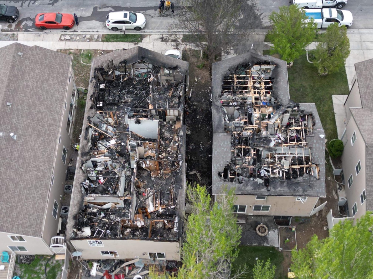 After a fire destroyed their Eagle Mountain home, and their neighbor's home on Sunday, Pete and Lindsey Rakozy are grateful their family is alive.