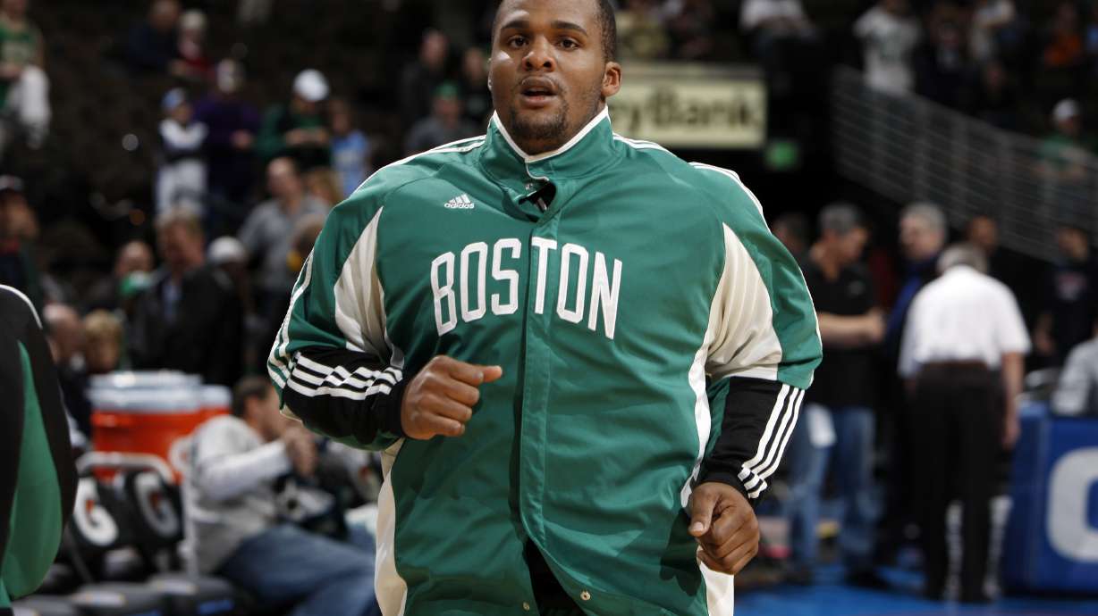 FILE - Boston Celtics forward Glen Davis warms up before facing the Denver Nuggets in the first quarter of an NBA basketball game in Denver on Monday, Feb. 23, 2009. Former Boston Celtics forward Glen “Big Baby” Davis was sentenced Thursday, May 9, 2024, to 40 months in a federal prison for his participation in a scheme that New York prosecutors said defrauded an insurance plan for NBA players and their families of more than $5 million.